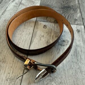 Martin Dingman Alligator Italian Calfskin Belt Brown Leather Handmade USA SCUFFS